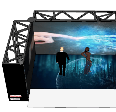 Three wall CAVE made from LED displays for immersive virtual and extended reality