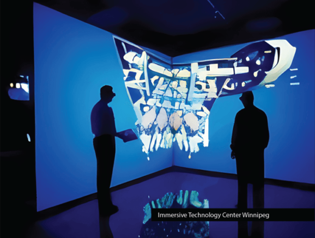 Two wall immersive and extended virtual reality corner CAVE