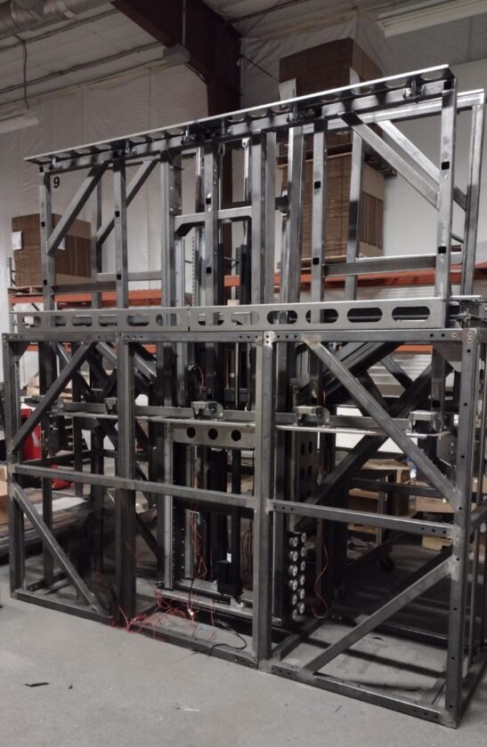 Motorized display structure created by Mechdyne Manufacturing in Marshalltown Iowa