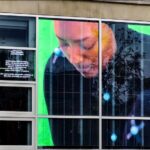 Direct view LED display in a store display window