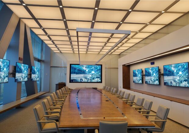 High technology boardroom with LED display wall