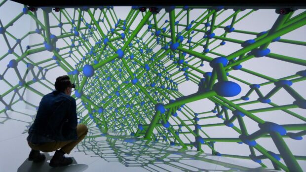 Molecular research being done at Villanova University using a Three Wall CAVE system