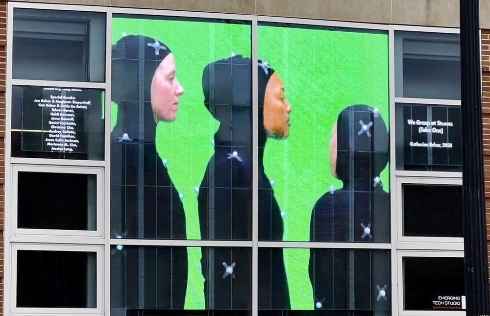 Direct view LED display in a retail store display window