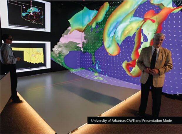 FLEX CAVE in L shape presentation mode with immersive side and data presentation